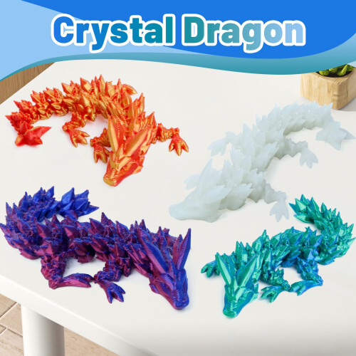 Flavery 4 Pack 3D Printed Dragon Egg Small, Easter Eggs with Dragon Inside, Articulated Crystal Dragon Fidget Toy, Easter Basket 1