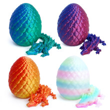 Flavery 4 Pack 3D Printed Dragon Egg Small, Easter Eggs with Dragon Inside, Articulated Crystal Dragon Fidget Toy, Easter Basket