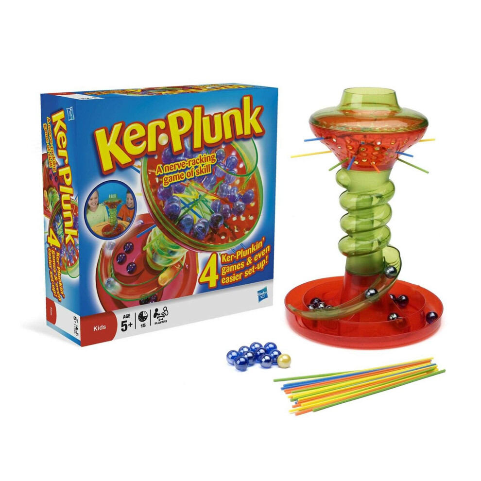 Hasbro Gaming Kerplunk Game For 5+ Year Old Kids | Nerve-Racking Skill Test | Family And Party Game-Night | Includes 30 Marbles, 28 Sticks, And More |