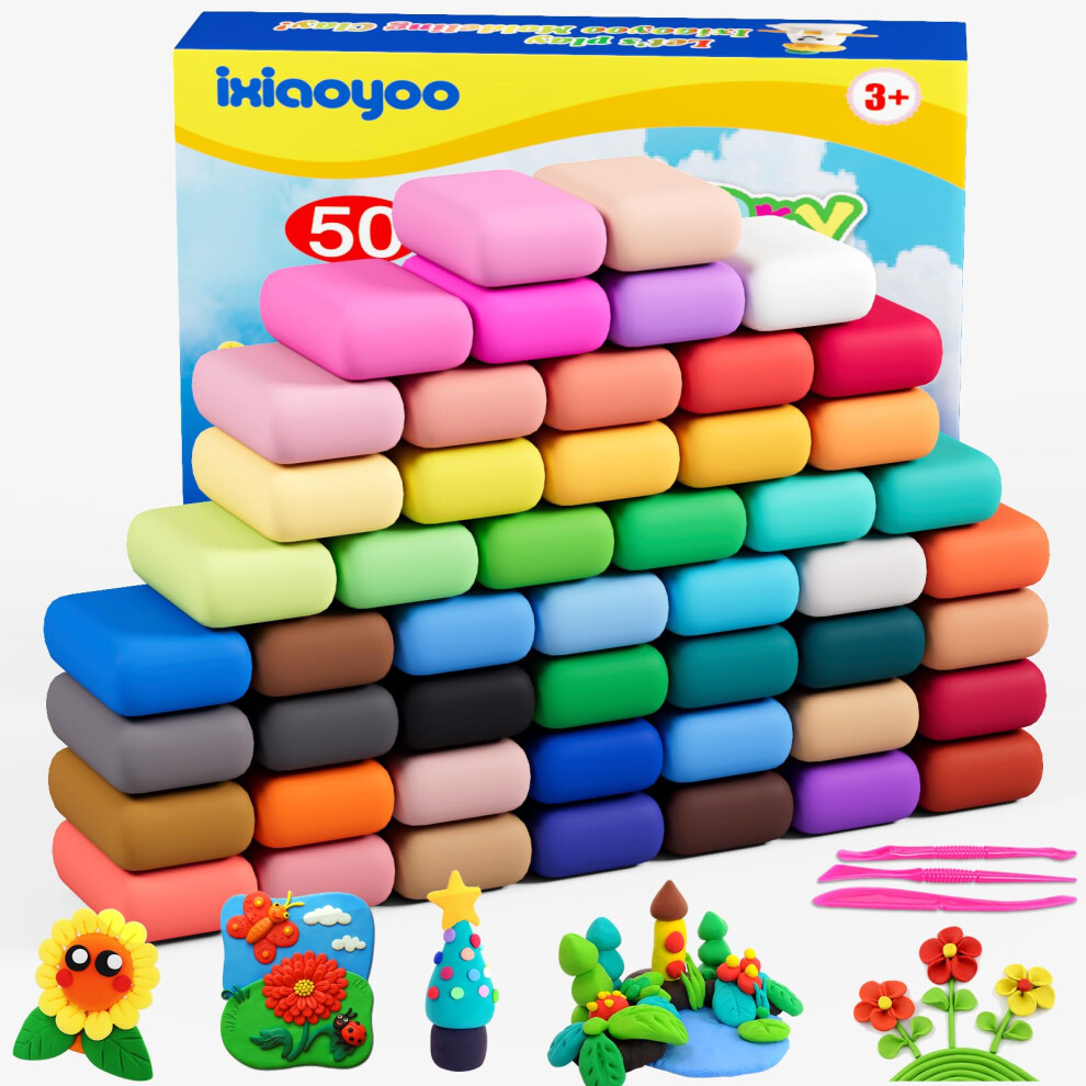 Photos - Other Toys Ixiaoyoo Air Dry Clay, Modelling Clay for Kids, 50 Colors DIY Molding Magic Clay for with Tools, Soft & Non-Sticky, Toys Gif