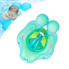 Newborn Baby Swimming Float 3-12 Months,Blue Inflatable Baby Pool Float Ring with Safety Seat Anti-Flip Tail,Inflatable Baby Swimming Ring Floating