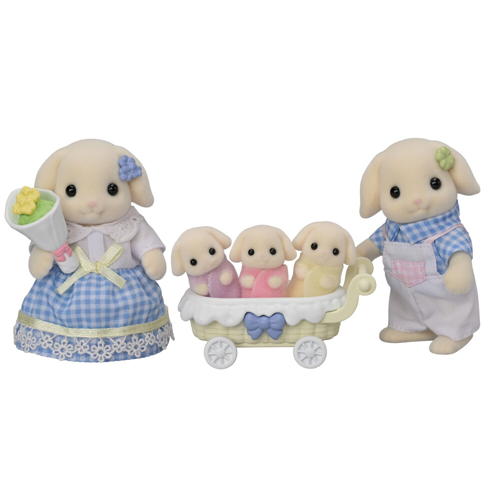 Sylvanian Families - 5735 Flora Rabbit Family - Dollhouse Playsets, ['Blue', 'Checkered'] Blue