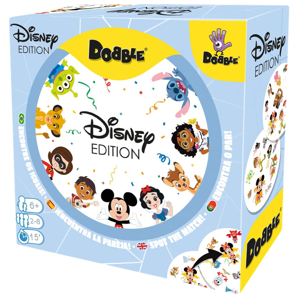 Asmodee , Disney Dobble, Family Card Game, Ages 6+, 2-8 Players, 15 Minutes Playing Time