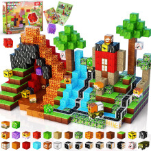 Goody King Magnetic Blocks-100Pcs Dinosaur Volcano Magnetic Building Blocks World Toys for Montessori Toddler Birthday Gifts - STEM Sensory Toys for 3