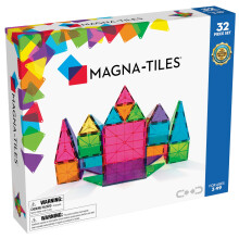 MAGNA-TILES Classic 32-Piece Magnetic Construction Set, Magnet Building Blocks, STEM Engineering Toys & Math Manipulatives, Preschool, Classroom,