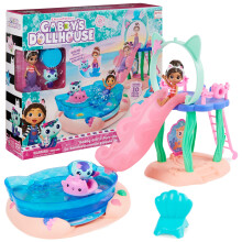 Gabby?s Dollhouse, Purr-ific Pool Playset with Gabby and MerCat Figures, Colour-Changing Mermaid Tails and Pool Accessories Kids? Toys for Ages 3 and