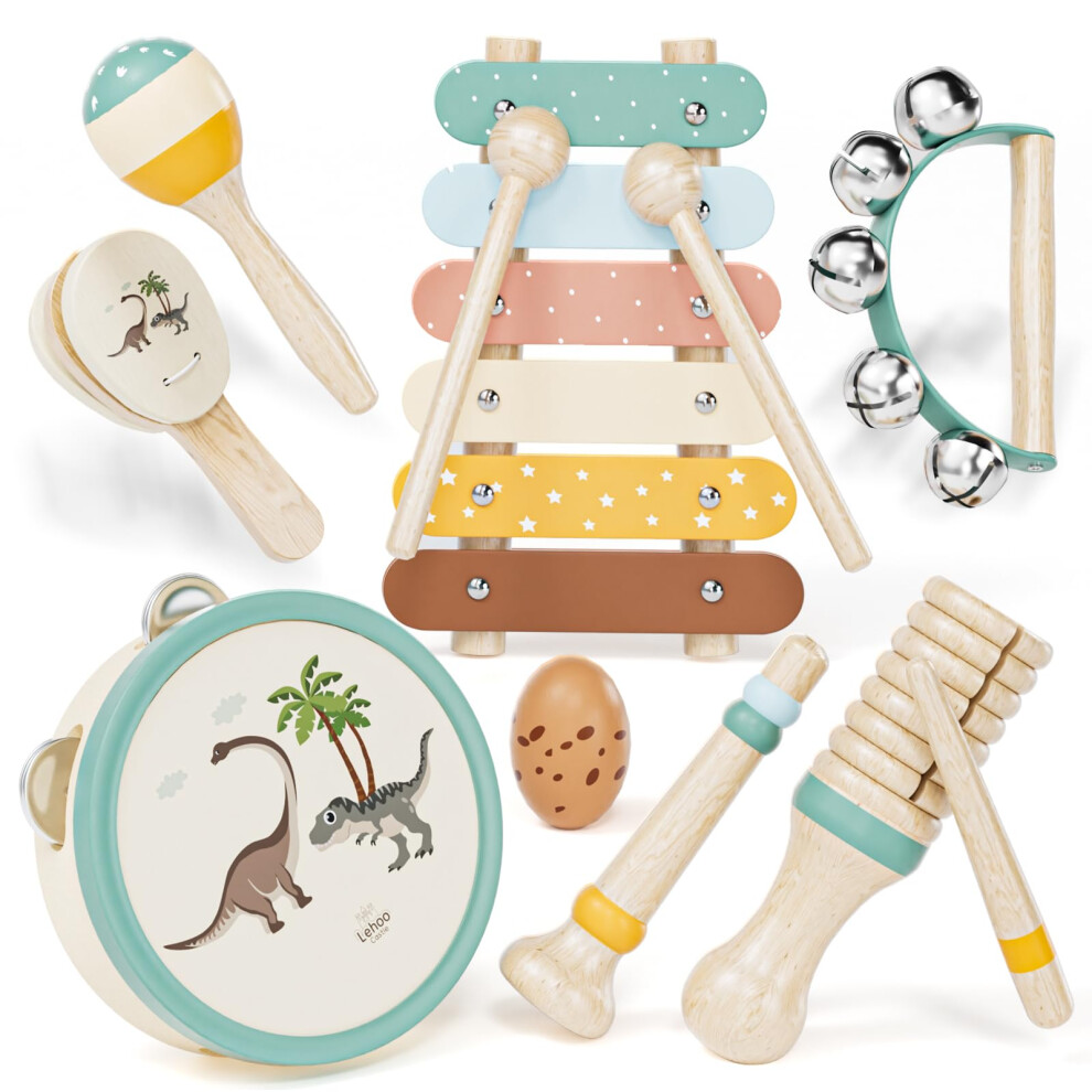 Photos - Musical Toy Lehoo Castle Kids Wooden Baby Toddler Montessori  for 1-3 Year Old, Baby Maracas Xylophone Tambourine Percussion