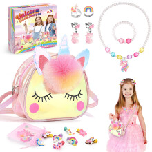 Qukir Unicorn Gifts for Girls, Kids Jewellery Sets for Girls Unicorn Toys for 2 3 4 5 6 Year Old Girls Toys Age 2 3 4 5 6 Year Old Girls Gifts for