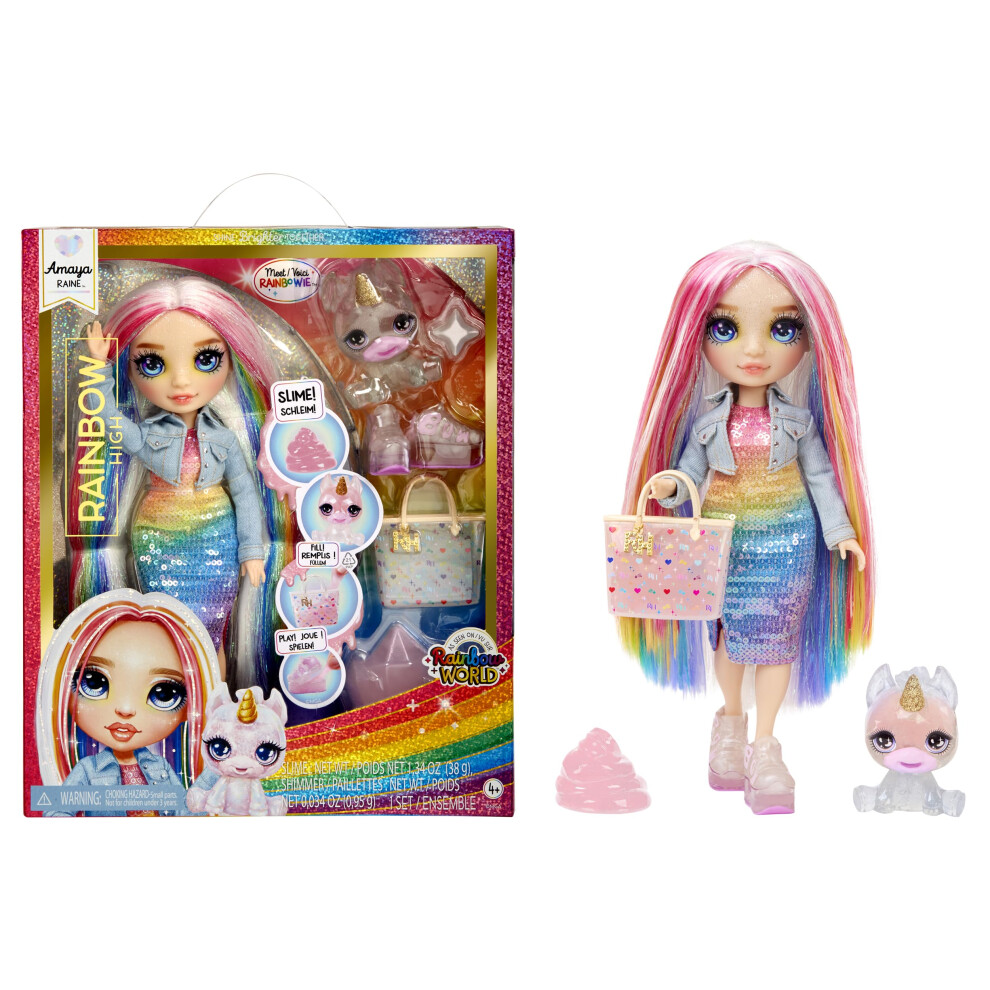 Rainbow High Fashion Doll With Slime & Pet - Amaya (Rainbow) - 28 Cm Shimmer Doll With Sparkle Slime, Magical Pet And Fashion Accessories - Kids Toy