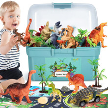 HahaGift Dinosaur Toys for 3 2 4 5 6 Year Old Boys Gifts, Dinosaur Games for Kids Toys Age 3 4 5 6 7 Year Old Boy Toys, Dinosaur Figures Play Mat Set
