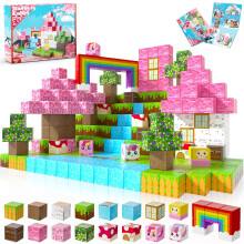 Annexfun Magnetic Blocks - 100PCS Magnetic Building Blocks Unicorn Cubes Tiles for Montessori Toddler Birthday Easter Gifts Stacking STEM Sensory Toys
