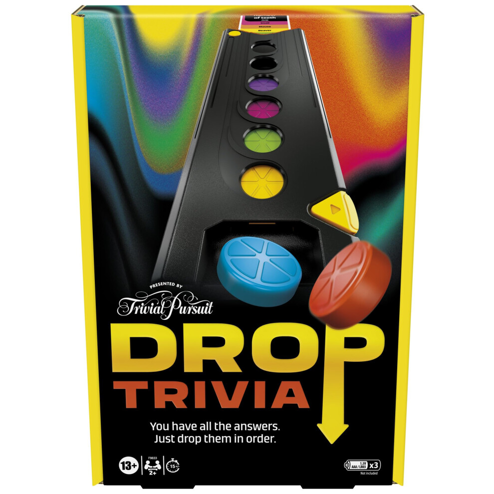 Hasbro Gaming Drop Trivia Electronic Board Game, Reimagined Classic For 2 Players Or More, Party Games For 13+ Year Old Boys And Girls, Fun And