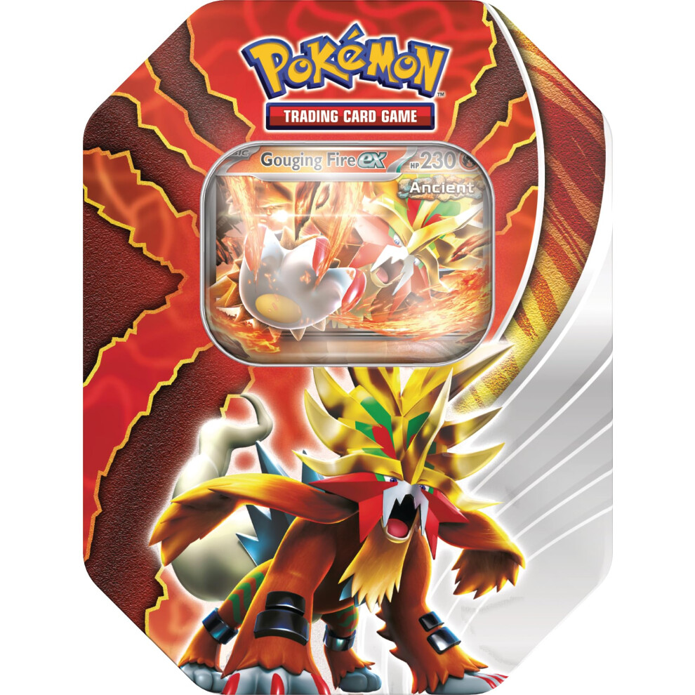 Pokã©Mon Pok?Mon Tcg: Paradox Destinies Tin - Gouging Fire Ex (1 Foil Promo Card & 4 Booster Packs) Size 1