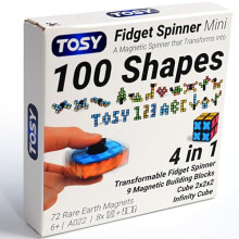 TOSY Magnet Fidget Spinner Mini - 3 in 1 Toy: Transformable Fidget Spinner with 72 Magnets, Infinity Cube, 2x2 Puzzle Cube for Beginners, Stress