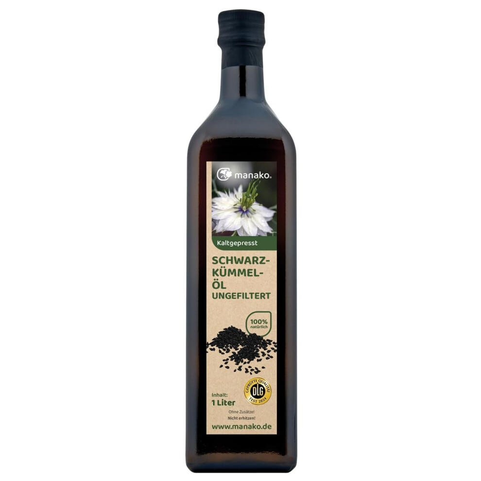 Manako Black Seed Oil Cumin Oil Nigella Sativa Kalonji Abba Sawda 100% Pure Cold Pressed 1000 Ml /1L