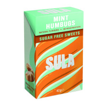 Sula Mint Humbugs, Sugar Free Boiled Sweets with Natural Flavour, 42 g (Pack of 14)