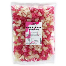 Just Treats Mini Jelly Pink and White Love Hearts (1 Kilo Party Bag)