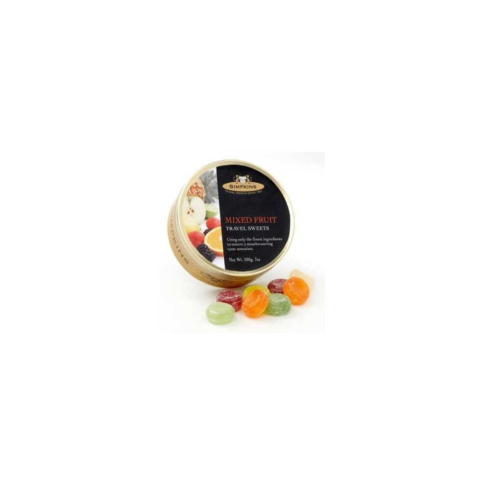 Simpkins Mixed Fruit Travel Sweets 200G Tin (Pack Of 6)