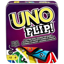 Mattel Games UNO FLIP! Family Card Game, with 112 Cards in a Sturdy Storage Tin, Makes a Great Gift for 7 Year Olds and Up, GDG37