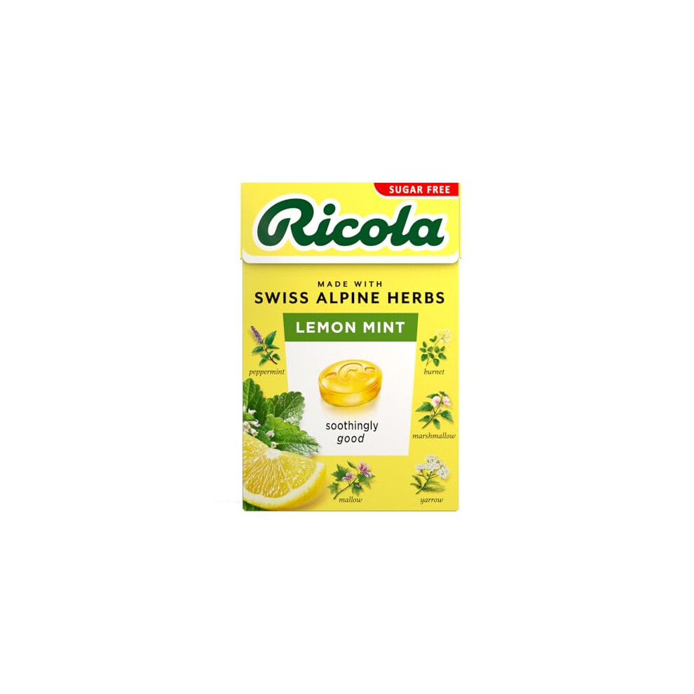 Ricola Lemon Mint Sugar Free Swiss Herbal Sweets, Herb Drops, Sweet Box 45g - Pack of 20 Boxes-image-OPC-PJ5KTC9-NEW