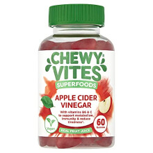 Chewy Vites Superfoods Apple Cider Vinegar Gummies, 60 Vitamin Gummies, 500 mg Apple Cider Vinegar, Vitamin C, Real Fruit Juice, 1 Month Supply,