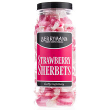 Original Strawberry Sherbets Sherbet Lemons Retro Sweets Gift Jar by Berrymans Sweet Shop - Classic Sweets, Traditional Taste.