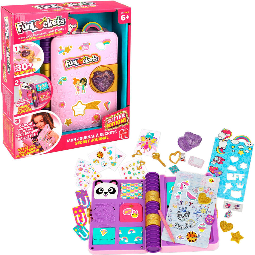 Photos - Notebook FUNLOCKETS Secret Journal Glitter Edition - Kids Diary & Activity Set with Lock & Keys - Decorate & Customise Your Journal