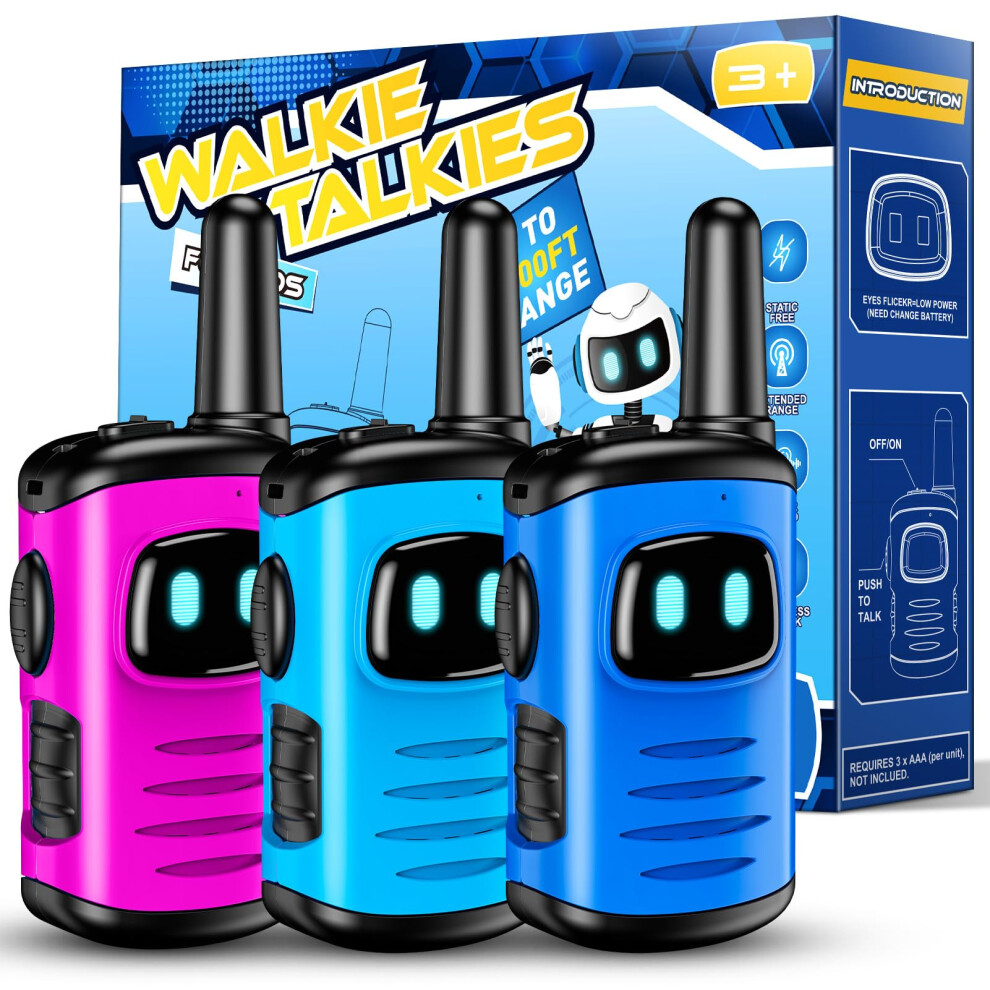 Eutoyz Walkie Talkie 3 Packs, Toys For 3 4 5 6 Year Old Boy Girl Gift For 3-12 Year Olds Boys Toys Age 4-9 Walkie Talkie Kids Toys Age 5 6 7 Outdoor 8000000590039