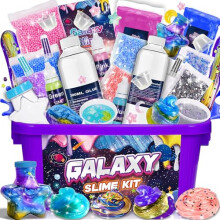 iKidiki Slime Making Kit, Toys for 6 7 8 9 10 11 12 Year Old Girls Boys Gifts Birthday Galaxy Slime Kits for Girls 6-12 Year Old Girl Boy Gifts Fluffy