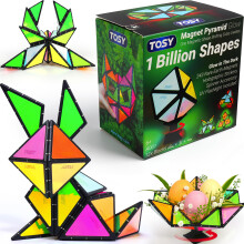 TOSY Magnet Pyramid Glow - 1 Cube Transforms into 1 Billion Shapes, Easter Basket Stuffers Essentials for Kids/Teens, 243 Rare Earth Magnets, Glowing,