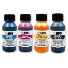 EPS Edible Ink for Canon & Epson Edible Printer - Bottled Refills (4 x 100ml) - Full Set of Bottled Edible Inks in Black, Cyan, Magenta and Yellow for
