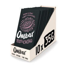 Vegan Chocolate - Ombar 100% Dark Chocolate (35g x 10 Bars) Organic Fair Trade, Dairy and Gluten Free Chocolate