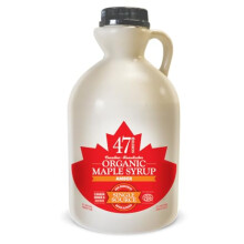 47? North Canadian Organic Maple Syrup, Single Source, Grade A, Amber Rich 1000ml vegan, gluten free for pancakes, dressing, joghurt, coffee