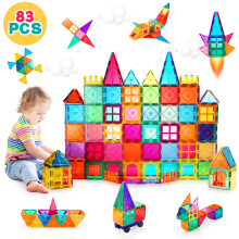 vatenick Magnetic Building Blocks Set 83PCS 3D Magnetic Blocks Tough Building Tiles Stem Toys Kids Christmas Birthday Gifts Magnetic Building Blocks