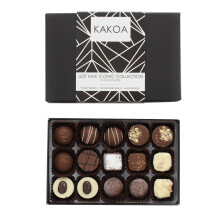 Kakoa Vegan Chocolate Selection Box - 15 Milk Chocs | Brownie, Coffee, Caramel, Liqueur etc | Plant Based Luxury Chocolates For Special Occasions |
