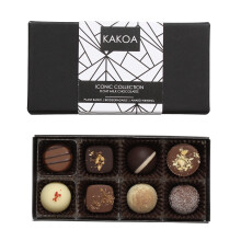 KAKOA Vegan Chocolate Assortment Collection - 8 Pieces | Brownie, Coffee, Caramel, Liqueur etc | Plant Based Luxury Chocolates For Special Occasions |