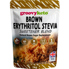 Groovy Keto Brown Erythritol & Stevia Blend 1kg ? Natural Brown Sugar Substitute for Baking & Cooking, Keto & Diabetic Friendly, Low Calorie & Low