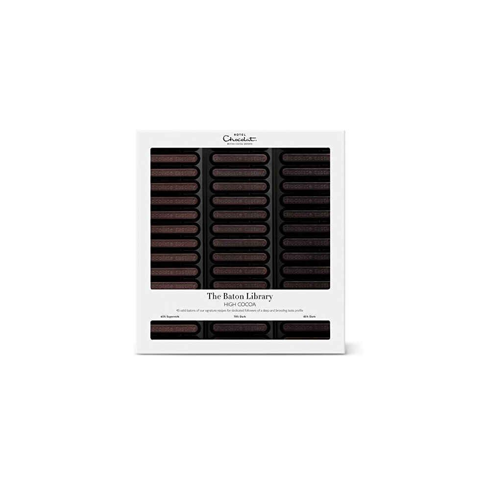 Hotel Chocolat Dark Chocolate Baton Library - 45 High-Cacao Chocolates, 365G - Chocolate Box - Suitable For Vegetarians - Gifts For Birthday, Thank