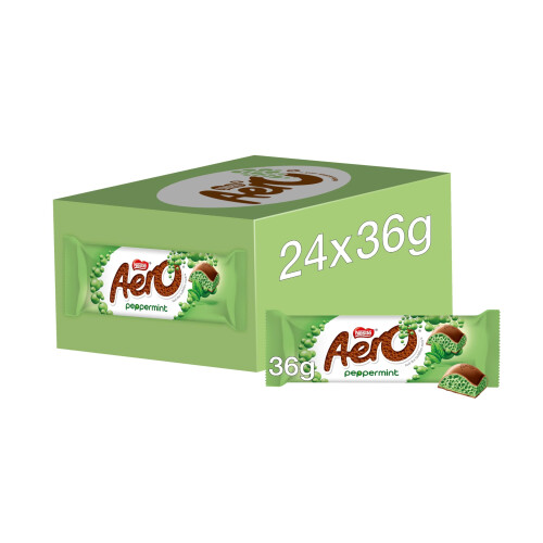 Aero Aero Bubbly Peppermint Mint Chocolate Bars, 24 x 36 g