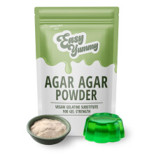 Easy Yummy Agar Agar Powder (100g), Vegan Gelatin Powder, 100% Halal Vegan Gelatin Powder