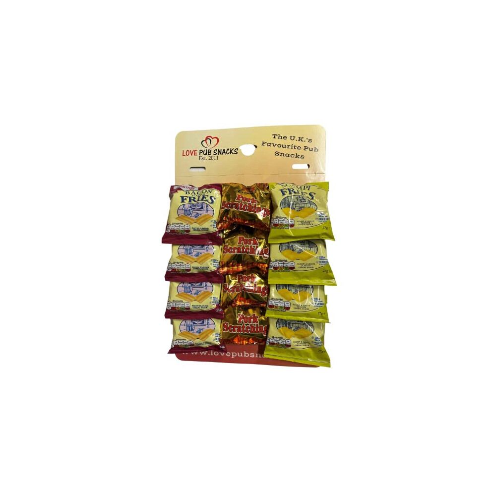 Smiths Traditional Pub Snacks Card (12) – Pork Scratchings, Bacon Fries & Scampi Fries
