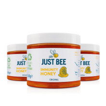 Just Bee Immunity Honey Multipack, Pure Honey with Immune Boosting Vitamins, Including Vitamin D, C, B6, B12, Echinacea (3 x 260g jar Pack)