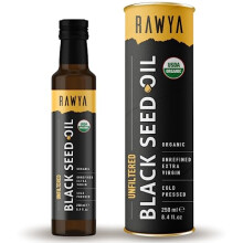 RAWYA Black Seed Oil, Organic, Unfiltered, 250 ml, Cold Pressed, Glass Bottle, Nigella Sativa Oil, Non-GMO, Black Cumin Seed Oil, also known as