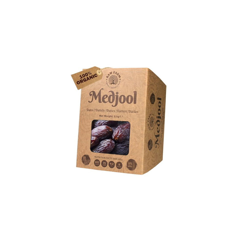 Raw Farm Organic Natural Fresh 1 Kg Organic Raw Fresh Medjool Dates, Carefully Selected, Free From Additives, Sugar, Preservatives