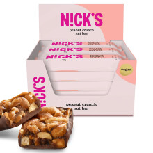 NICKS Nut Bar Peanut crunch, Vegan Chocolate Keto Snack 3.7 Net Carbs, 176 Calories, No Added Sugar Gluten Free Low Carb Sweets (Multipack 12x40g)