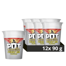 Pot Noodle Sticky Rib Standard Pot Noodle instant vegan* snack quick to make noodles 12x 90 g