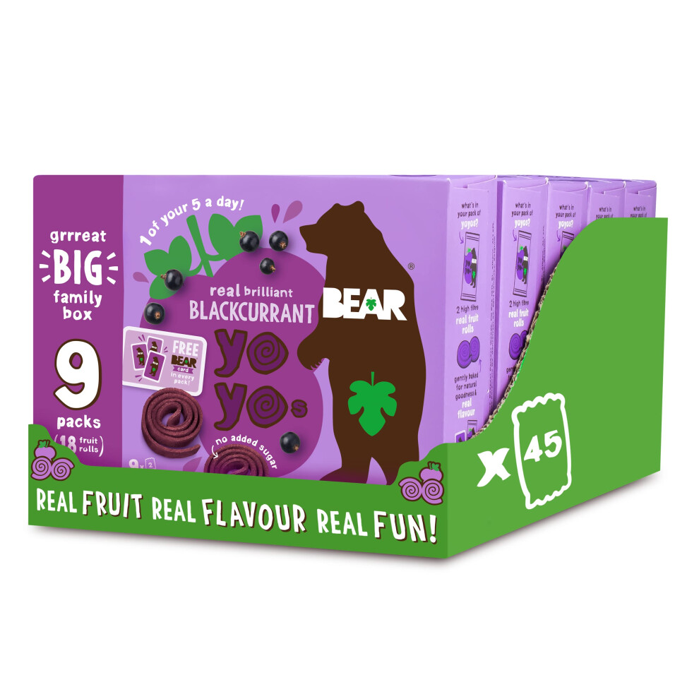 Bear Blackcurrant Yoyos - Dried Fruit Rolls - Healthy - Vegan - 20G (45 Packs)