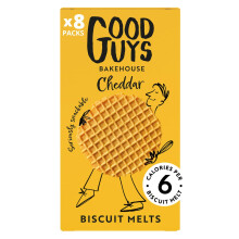 Good Guys Cheddar 8xPacks. Real Cheese, 40% Less Fat. Tasty, Melty, Low Calorie Snacks Biscuits. Healthy Cheddars Crackers. 8x50g Packs - 39 Biscuits