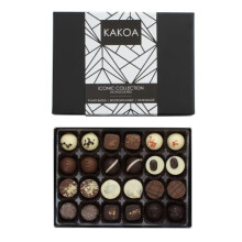 Kakoa Iconic Vegan Chocolate Selection Box - 24 Chocs | Brownie, Coffee, Caramel, Liqueur | Plant Based Luxury Chocolates For Special Occasions |