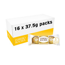 Ferrero Rocher Pralines, Bulk Chocolate Party Box, Birthdays, Gifting, Celebrations, Hazelnut Covered in Milk Chocolate and Nuts, Box of 16 x 3